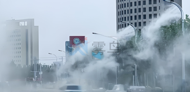 山東濟南環境監測站聯動燈桿噴霧降塵降霾系統案例